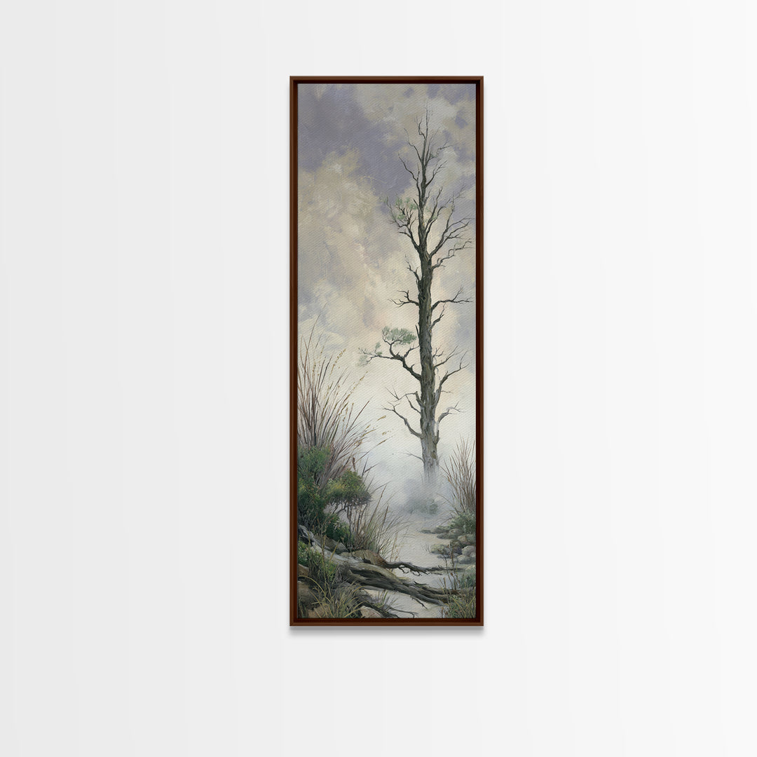 Tree of Life Framed Canvas Print, Nature Art, Mountain Wall Art, Living Room Decor, Oil Painting, Nature, Fine Art Print, NAT-1x3-75