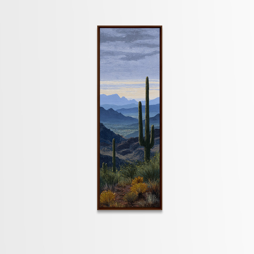 Desert Cactus Blooming After Rain Framed Canvas Print, Nature Art, Statement Artwork, Living Room Decor, Fine Art, Nature, NAT-1x3-8