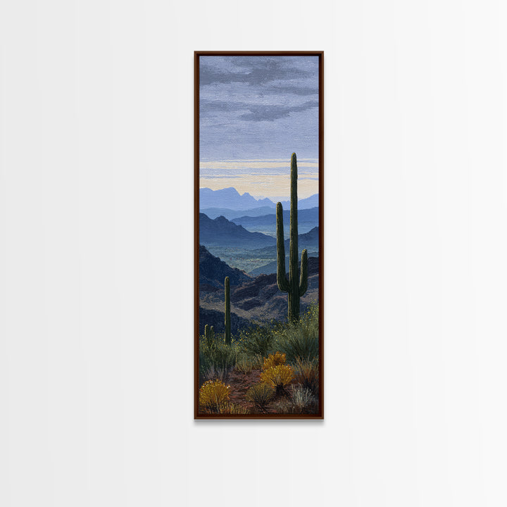 Desert Cactus Blooming After Rain Framed Canvas Print, Nature Art, Statement Artwork, Living Room Decor, Fine Art, Nature, NAT-1x3-8