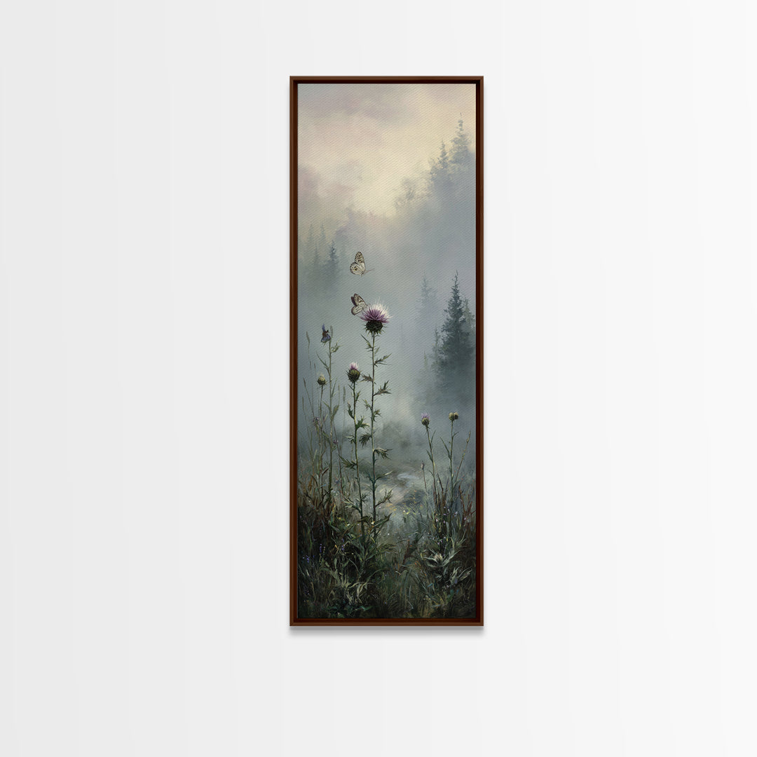 Butterfly Resting on a Blooming Thistle Canvas Print, Nature Art, 3d Wall Art, Living Room Decor, Nature, Nature Wall Art, NAT-1x3-88