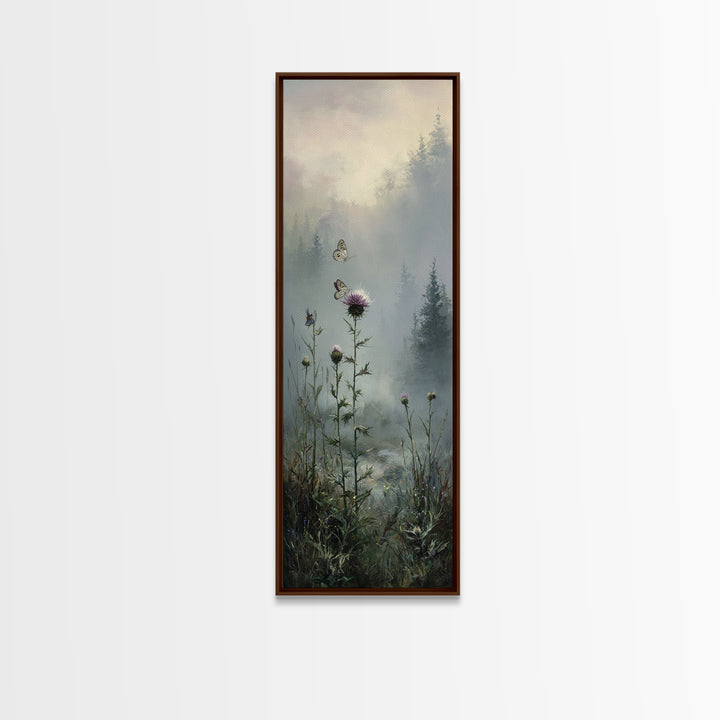 Butterfly Resting on a Blooming Thistle Canvas Print, Nature Art, 3d Wall Art, Living Room Decor, Nature, Nature Wall Art, NAT-1x3-88