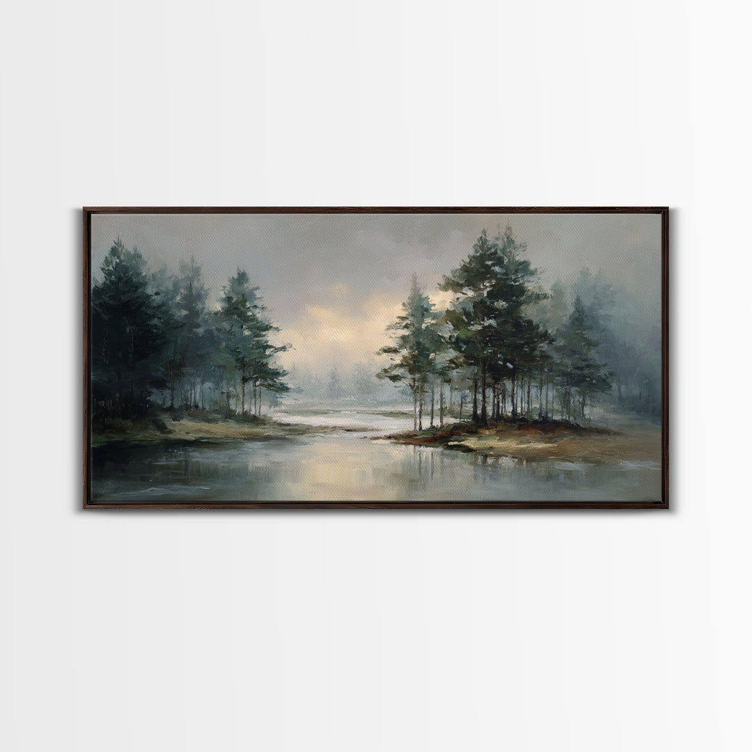 Mushroom Cluster in Enchanted Woodland Framed Canvas Print, Nature Art, Artwork, Living Room Decor, Fine Art, Nature, NAT-2x1-3