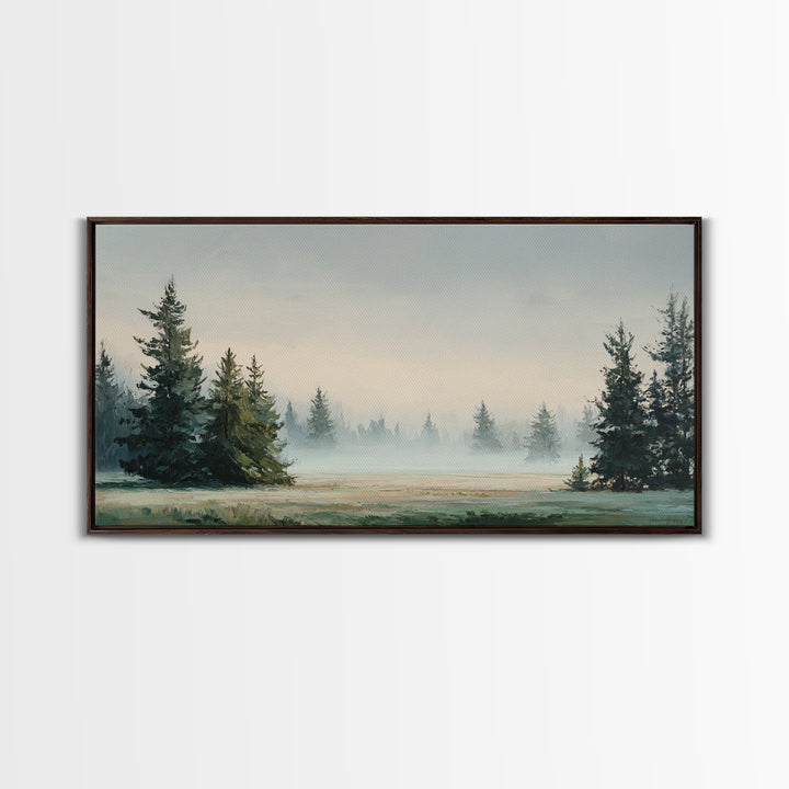 Moody Pine Forest Framed Canvas Print, Nature Art, Minimalist Decor, Living Room Decor, Fine Art, Nature, Artwork, Framed Art, NAT-2x1-37