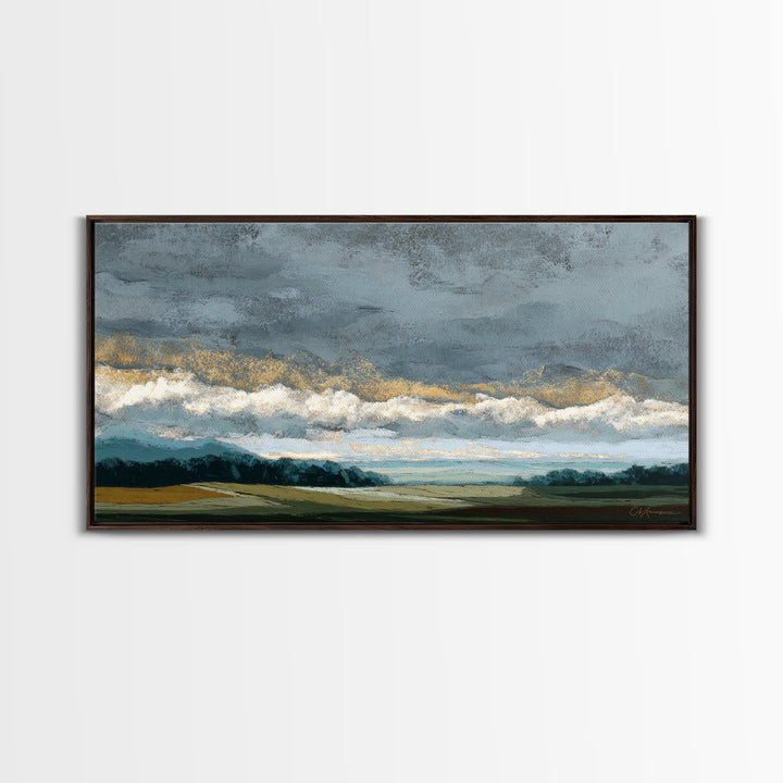 Storm Clouds over a Rolling Prairie Canvas Print, Nature Art, Wall Art, Living Room Decor, Fine Art, Nature, Wood Wall Art, NAT-2x1-58