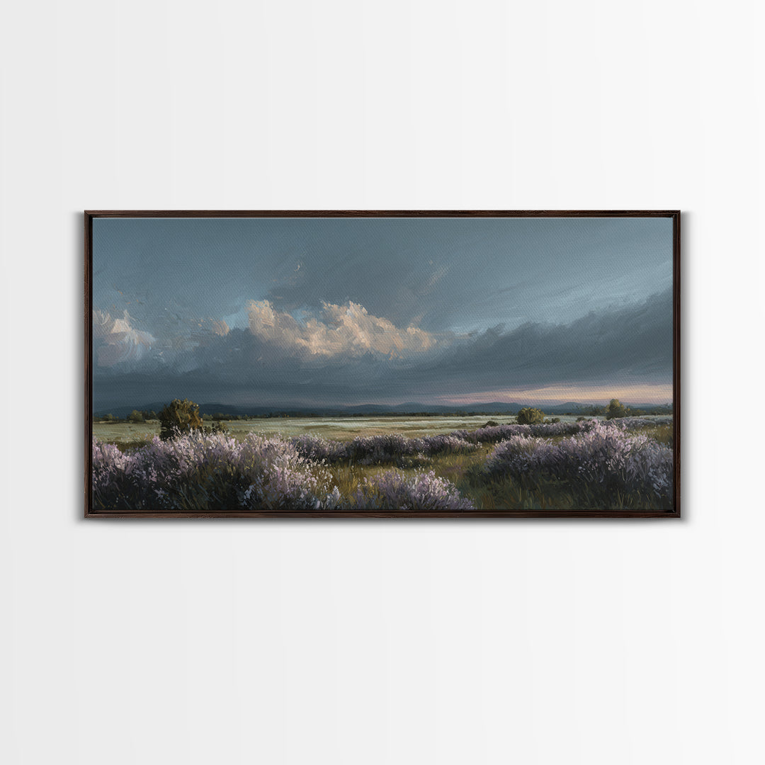 Bees Circling Lavender Blossoms Framed Canvas Print, Nature Art, Nature Wall Art, Living Room Decor, Fine Art, Nature, NAT-2x1-67
