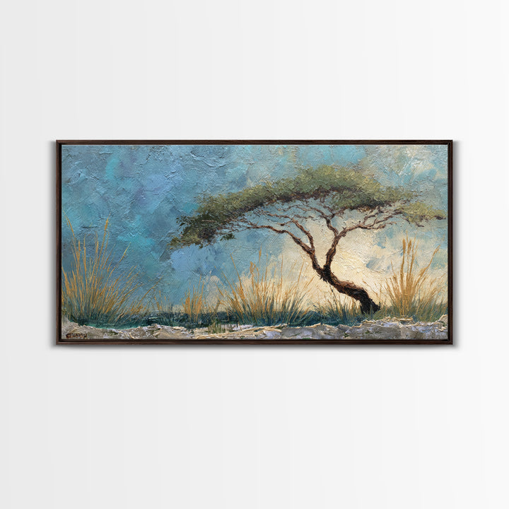 Tree of Life Framed Canvas Print, Nature Art, Living Room Decor, Oil Painting, Nature, Framed Art, Wood Wall Art, NAT-2x1-83