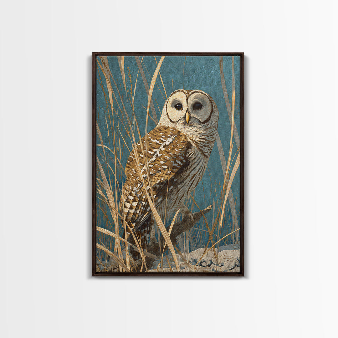 Owl in Moonlit Branches Canvas Print, Nature Art, Fine Art Print, Living Room Decor, Fine Art, Nature, Poster, Wall Decor, NAT-2x3-27
