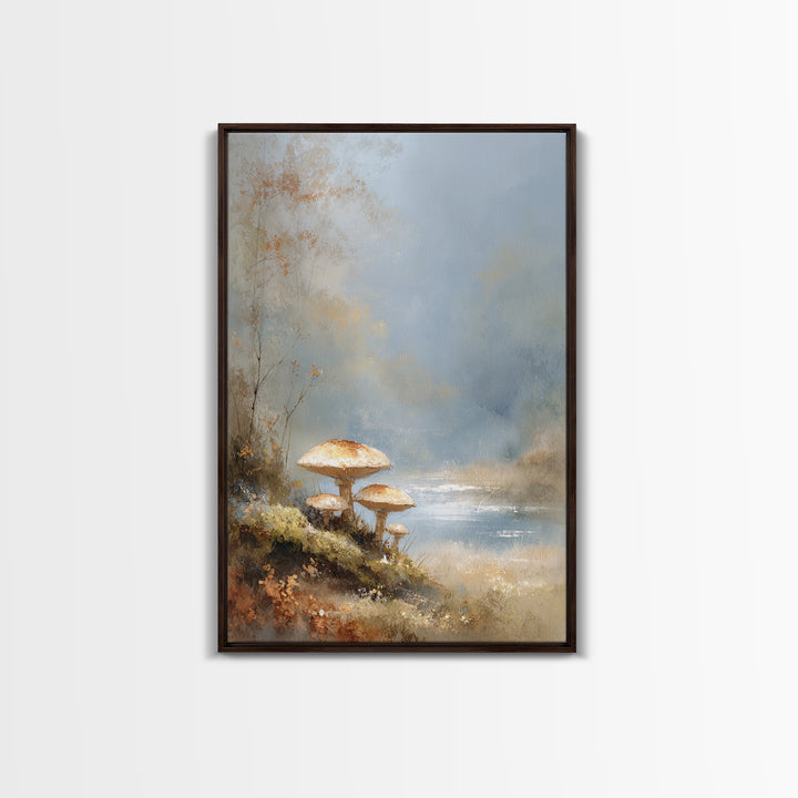 Mushroom Cluster in Enchanted Woodland Canvas Print, Nature Art, Minimalist Decor, Living Room Decor, Fine Art, Nature, NAT-2x3-39