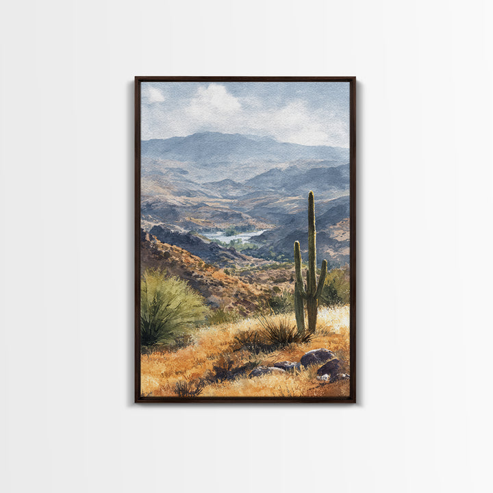 Desert Cactus Blooming After Rain Framed Canvas Print, Nature Art, Statement Artwork, Living Room Decor, Fine Art, Nature, NAT-2x3-4