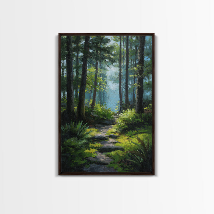 Sunlit Forest Path Canvas Print, Nature Art, Poster, Living Room Decor, Fine Art, Nature, Abstract Wall Art, 3d Wall Art, NAT-2x3-9