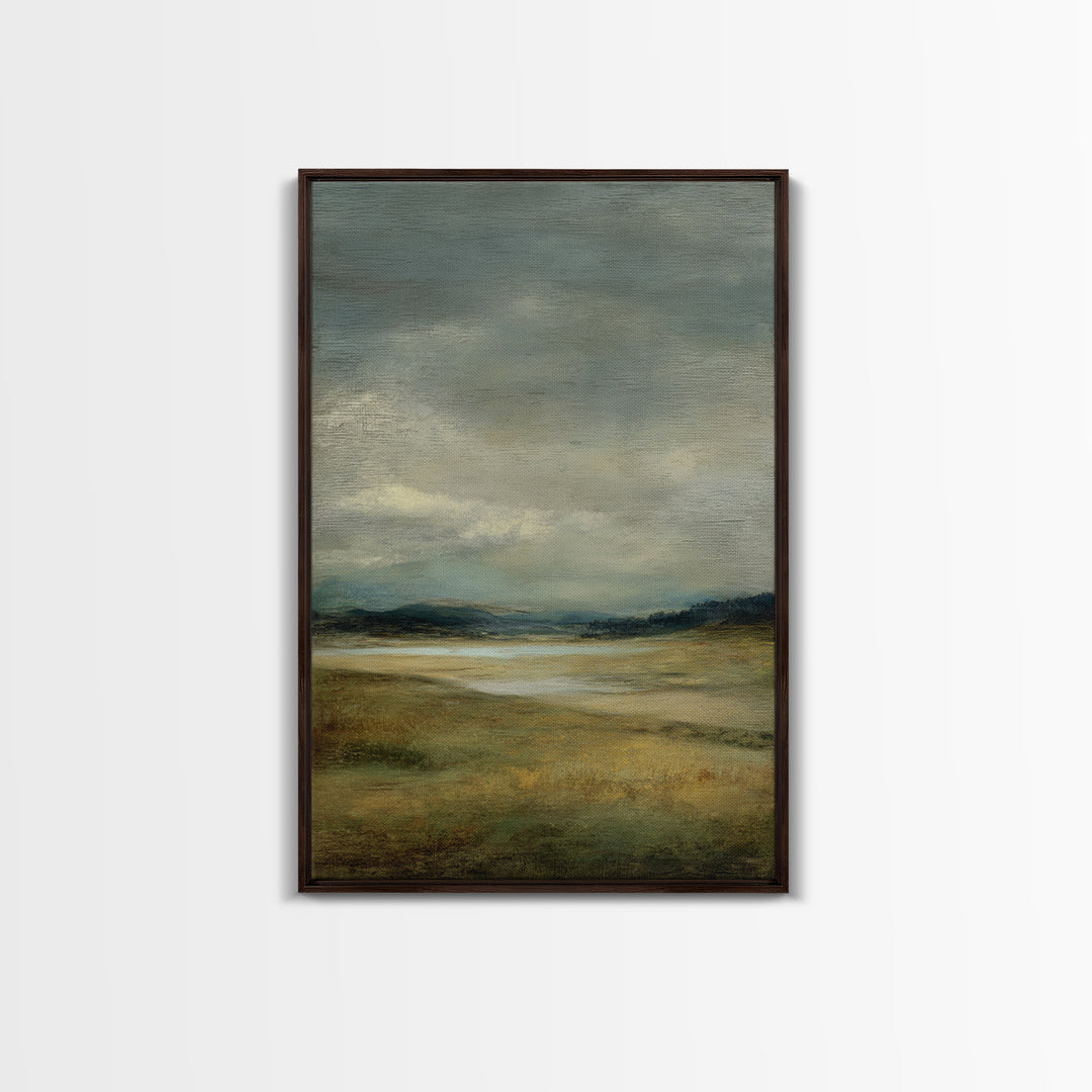 Storm Clouds over a Rolling Prairie Framed Canvas Print, Nature Art, Wall Hangings, Living Room Decor, Fine Art, Nature, NAT-2x3-94