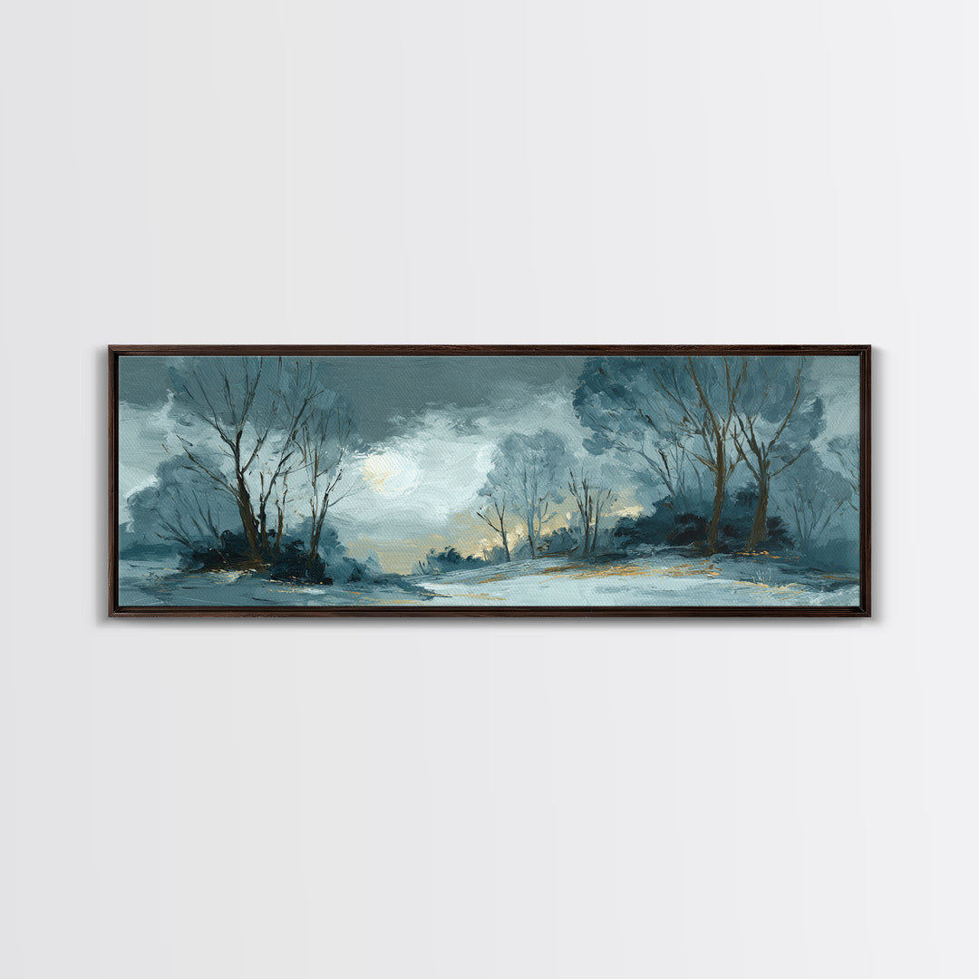 Owl in Moonlit Branches Canvas Print, Nature Art, Bird Wall Art, Living Room Decor, Fine Art, Nature, Textured Painting, NAT-3x1-11