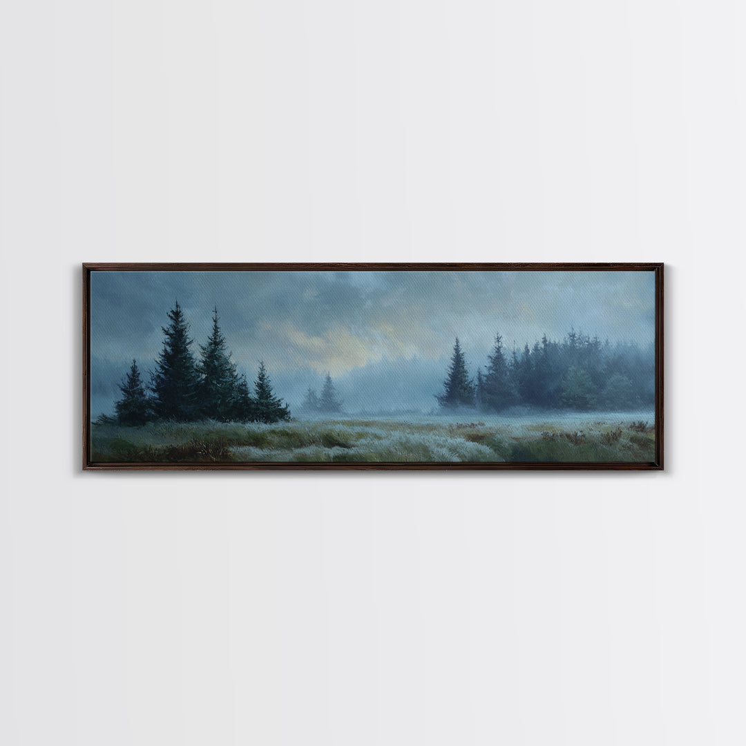 Moody Pine Forest Canvas Print, Nature Art, 3d Wall Art, Living Room Decor, Oil Painting, Nature, Nature Wall Art, NAT-3x1-33