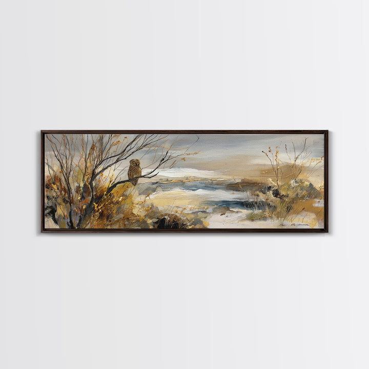 Owl in Moonlit Branches Canvas Print, Nature Art, Art Print, Living Room Decor, Oil Painting, Nature, Printable Wall Art, NAT-3x1-35