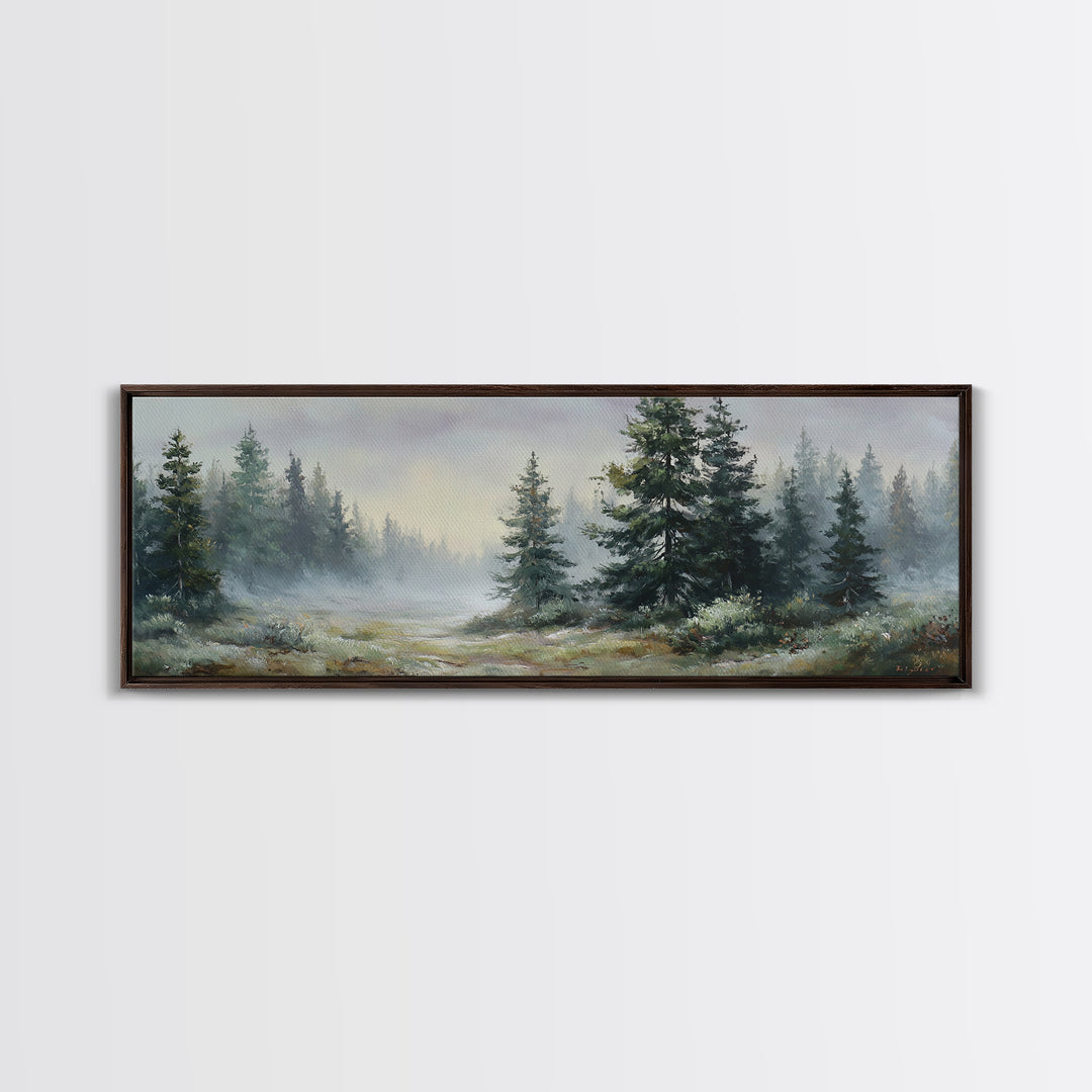Mushroom Cluster in Enchanted Woodland Framed Canvas Print, Nature Art, Art, Living Room Decor, Oil Painting, Nature, NAT-3x1-47