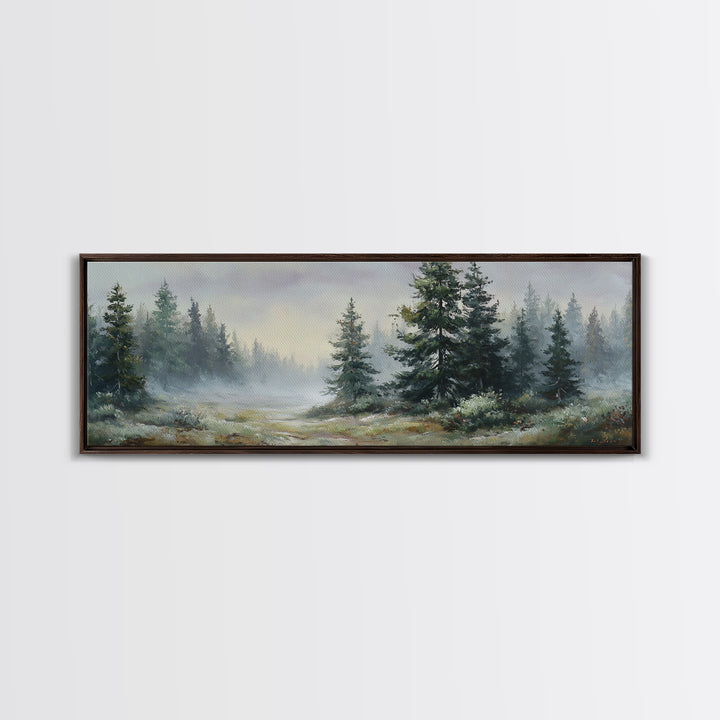 Mushroom Cluster in Enchanted Woodland Framed Canvas Print, Nature Art, Art, Living Room Decor, Oil Painting, Nature, NAT-3x1-47
