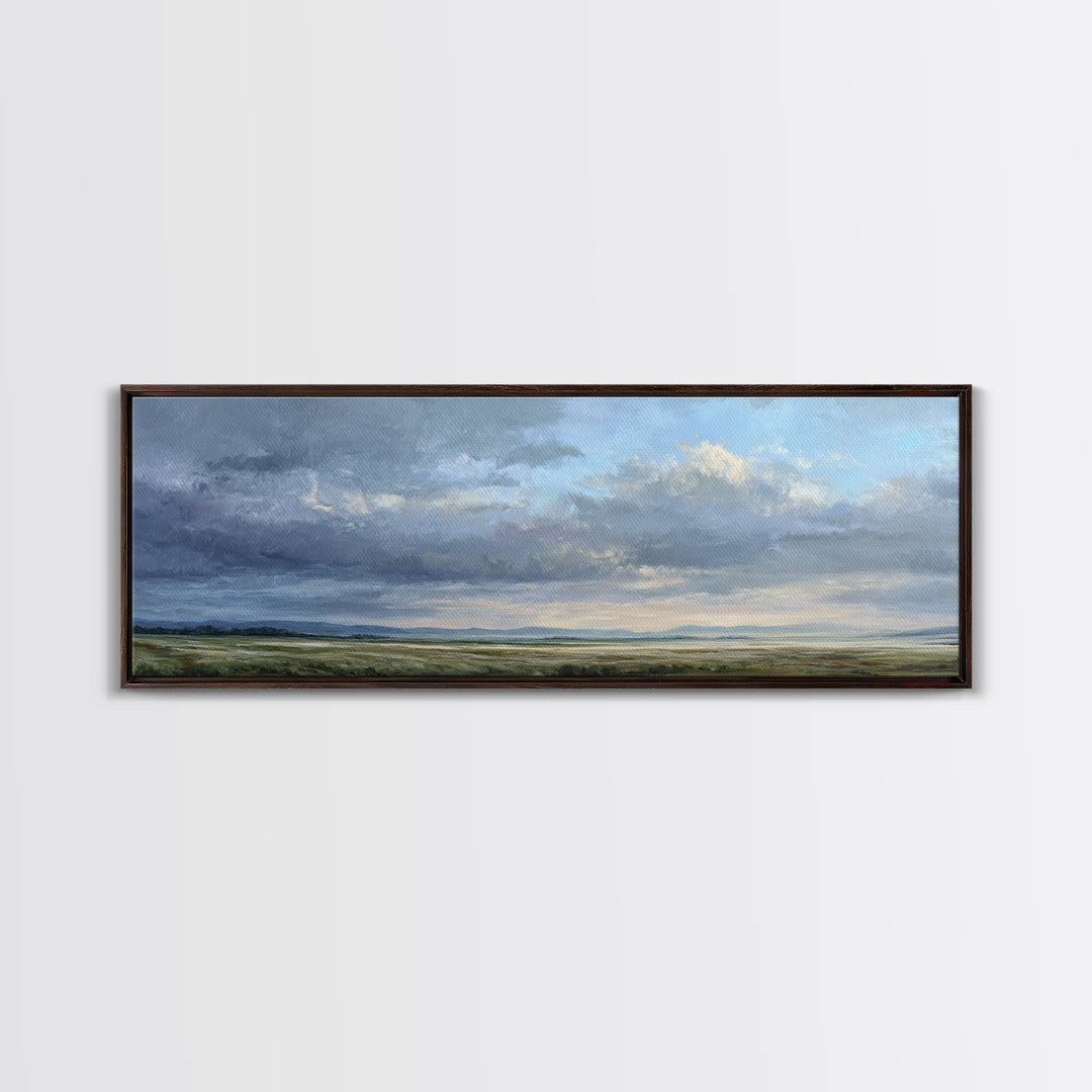Storm Clouds over a Rolling Prairie Canvas Print, Nature Art, Poster, Living Room Decor, Fine Art, Nature, Abstract Wall Art, NAT-3x1-78