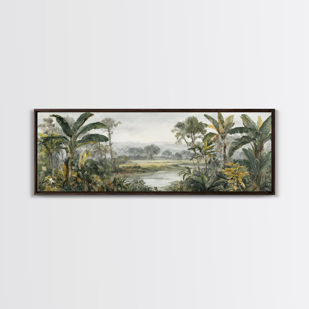 Tropical Jungle Leaves Canvas Print, Nature Art, Moss Art, Living Room Decor, Oil Painting, Nature, Statement Artwork, NAT-3x1-85