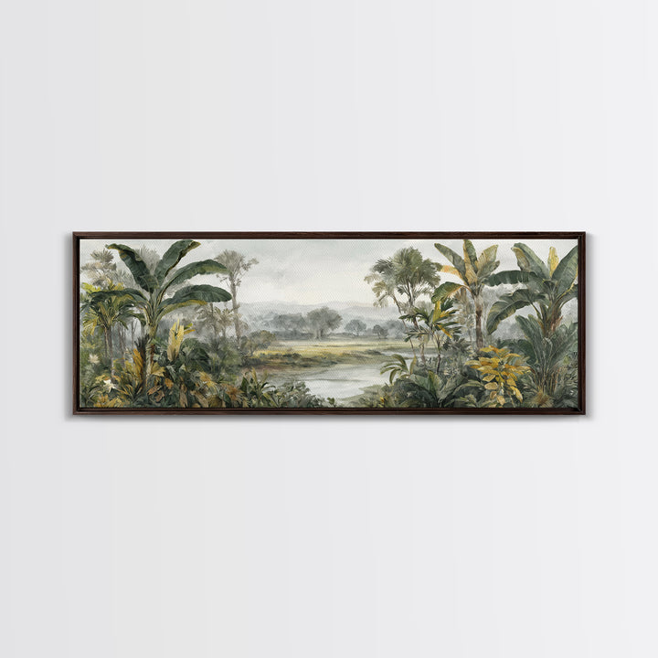 Tropical Jungle Leaves Canvas Print, Nature Art, Moss Art, Living Room Decor, Oil Painting, Nature, Statement Artwork, NAT-3x1-85