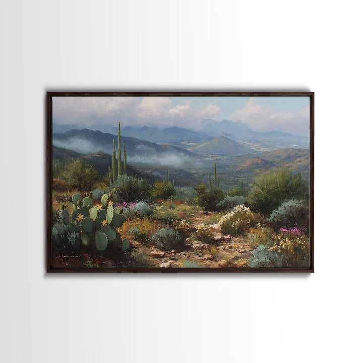 Desert Cactus Blooming After Rain Canvas Print, Nature Art, Modern Decor, Living Room Decor, Fine Art, Nature, Home Decor, NAT-3x2-72
