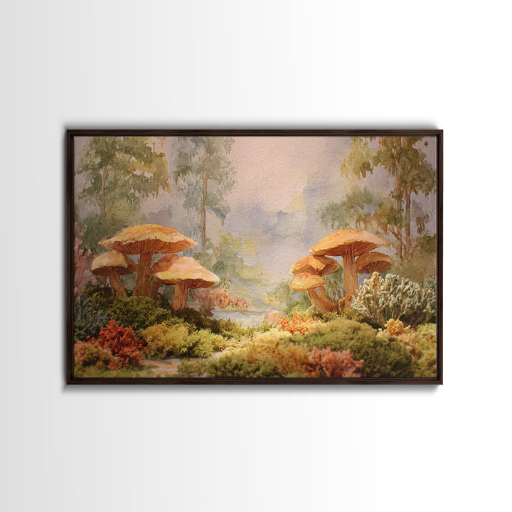 Mushroom Cluster in Enchanted Woodland Canvas Print, Nature Art, Wall Art, Living Room Decor, Fine Art, Nature, Wood Wall Art, NAT-3x2-83