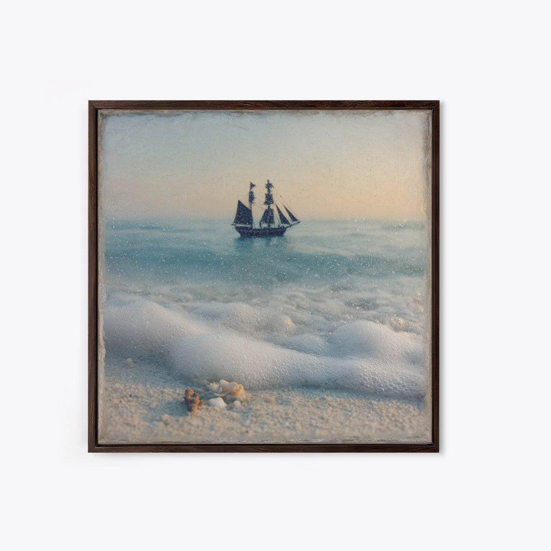 Tall Ship Silhouette at Sunset Framed Canvas Print, Nautical Art, Antique Decor, Coastal Decor, Harbor, Downloadable Prints, NAU-1x1-56