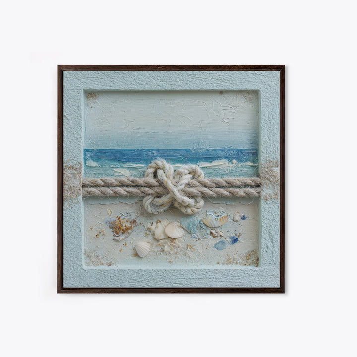 Lobster and Rope Coastal Illustration Framed Canvas Print, Nautical Art, Beach Decor, Coastal Decor, Fine Art, Harbor, NAU-1x1-68