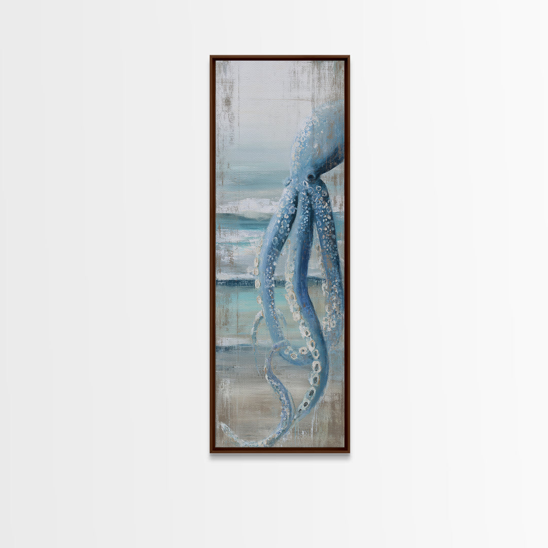 Octopus Wrapped Around an Anchor Canvas Print, Nautical Art, Oil Painting, Coastal Decor, Fine Art, Harbor, Beach Decor, NAU-1x3-25
