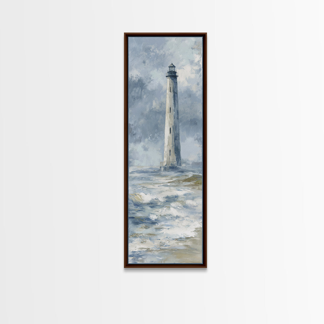 Lighthouse Standing Against Stormy Waves Canvas Print, Nautical Art, Nautical Decor, Coastal Decor, Fine Art, Harbor, NAU-1x3-39