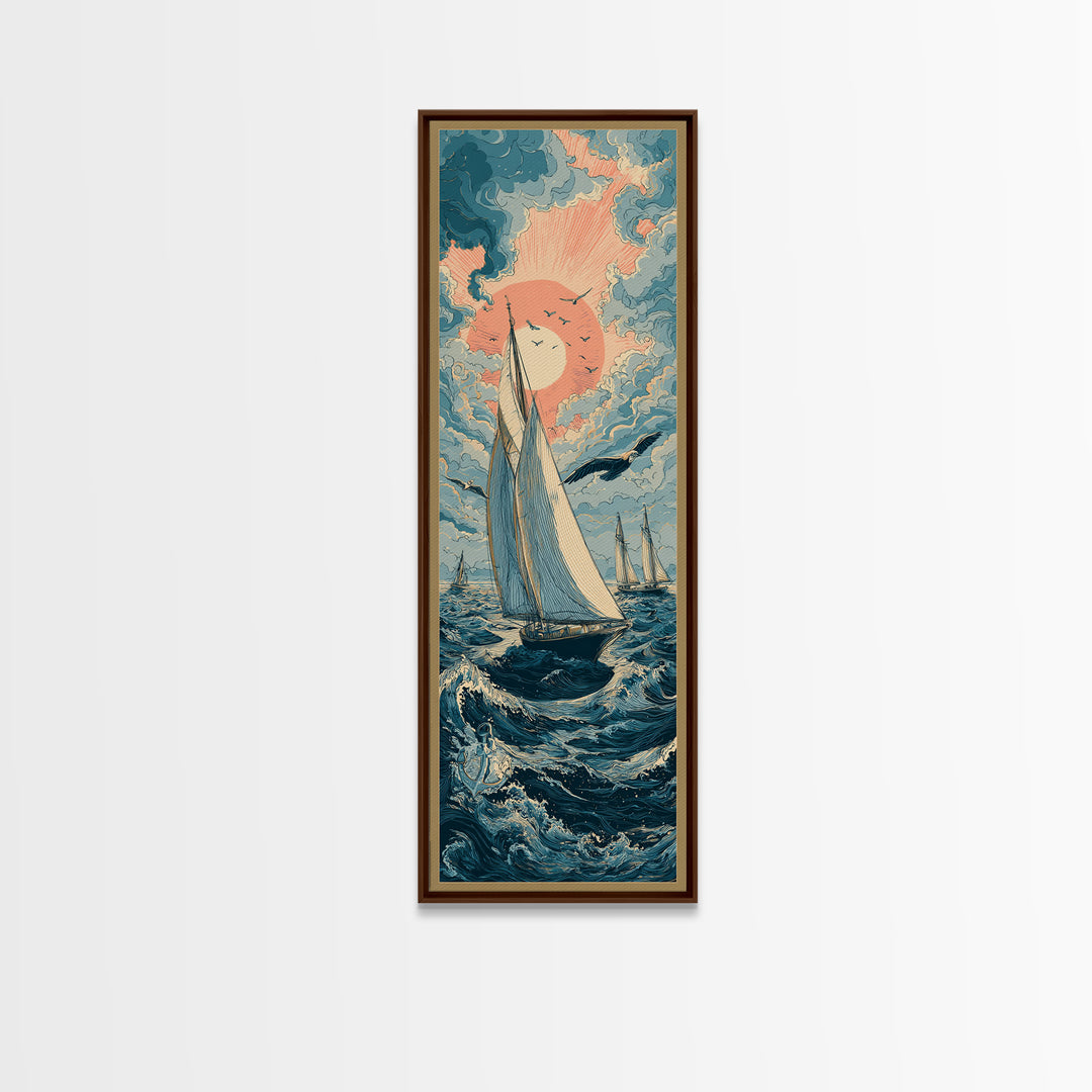 Sailor Tattoo Swallow and Anchor Framed Canvas Print, Nautical Art, Coastal Wall Decor, Coastal Decor, Fine Art, Harbor, NAU-1x3-83