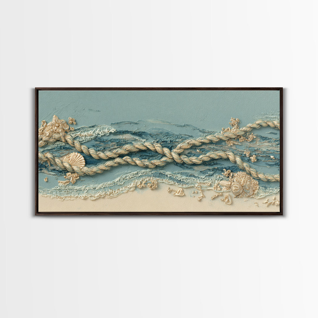 Lobster and Rope Coastal Illustration Canvas Print, Nautical Art, Printable, Coastal Decor, Fine Art, Harbor, Beach Decor, NAU-2x1-64