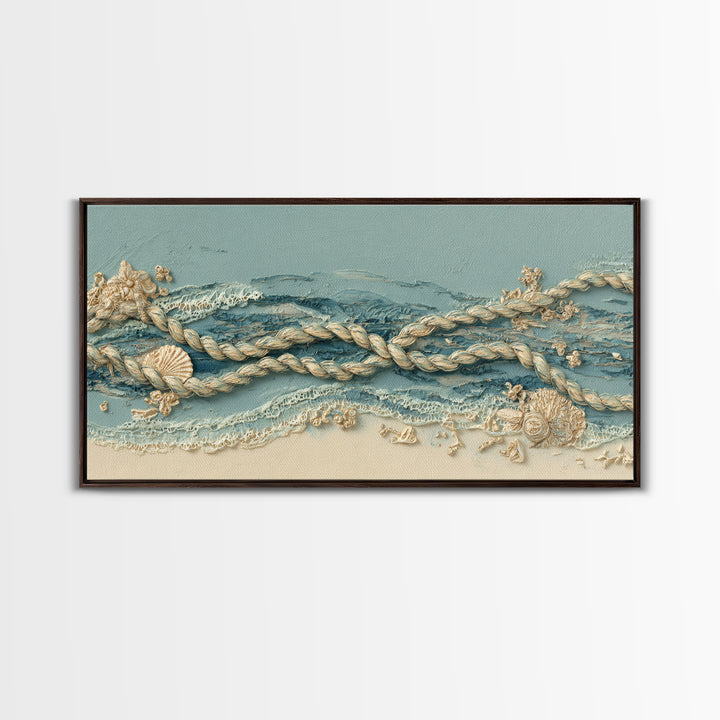 Lobster and Rope Coastal Illustration Canvas Print, Nautical Art, Printable, Coastal Decor, Fine Art, Harbor, Beach Decor, NAU-2x1-64