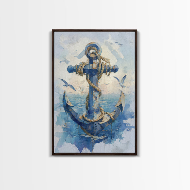 Octopus Wrapped Around an Anchor Canvas Print, Nautical Art, Digital Print, Coastal Decor, Fine Art, Harbor, Beach Print, NAU-2x3-45