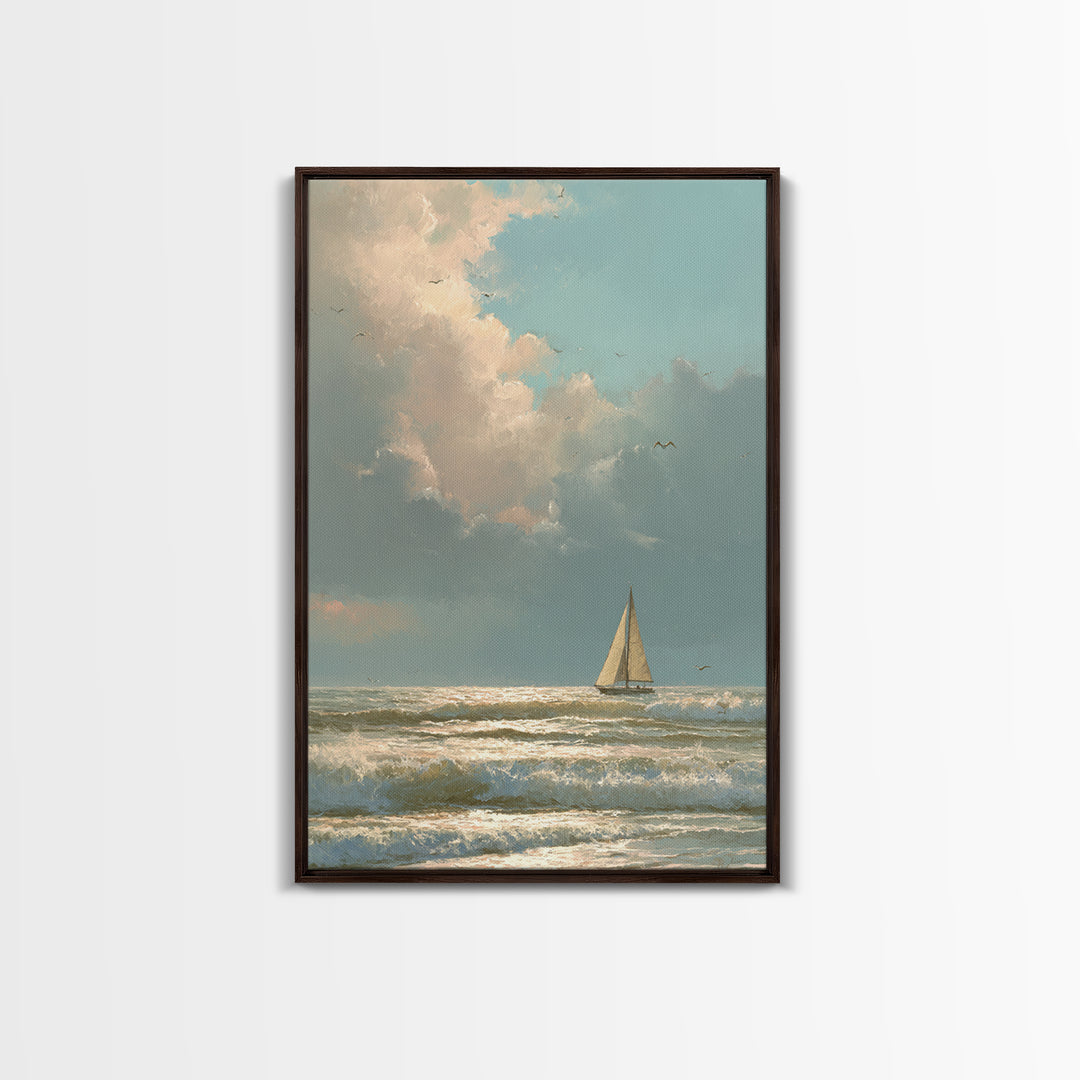 Stormy Cloudscape over Open Ocean Canvas Print, Nautical Art, Printable Wall Art, Coastal Decor, Fine Art, Harbor, Beach Decor, NAU-2x3-5