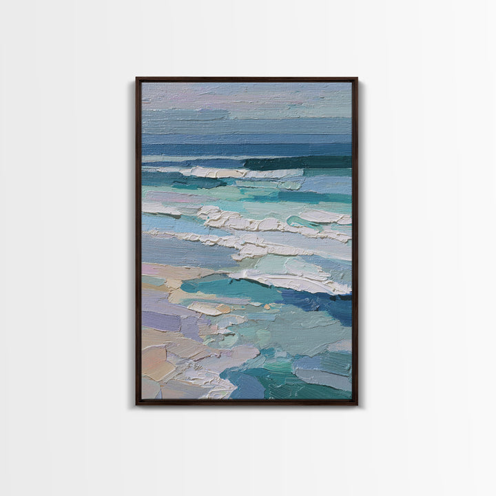 Porthole View of Waves and Moon Framed Canvas Print, Nautical Art, Minimalist Decor, Coastal Decor, Fine Art, Harbor, NAU-2x3-6