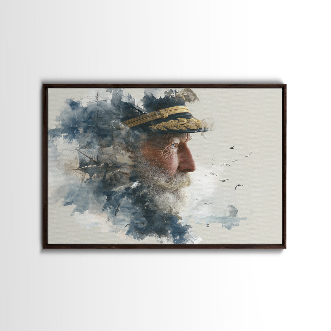 Sea Captain Portrait Canvas Print, Nautical Art, Modern Decor, Coastal Decor, Fine Art, Harbor, Poster, Wall Decor, Painting, NAU-3x2-11
