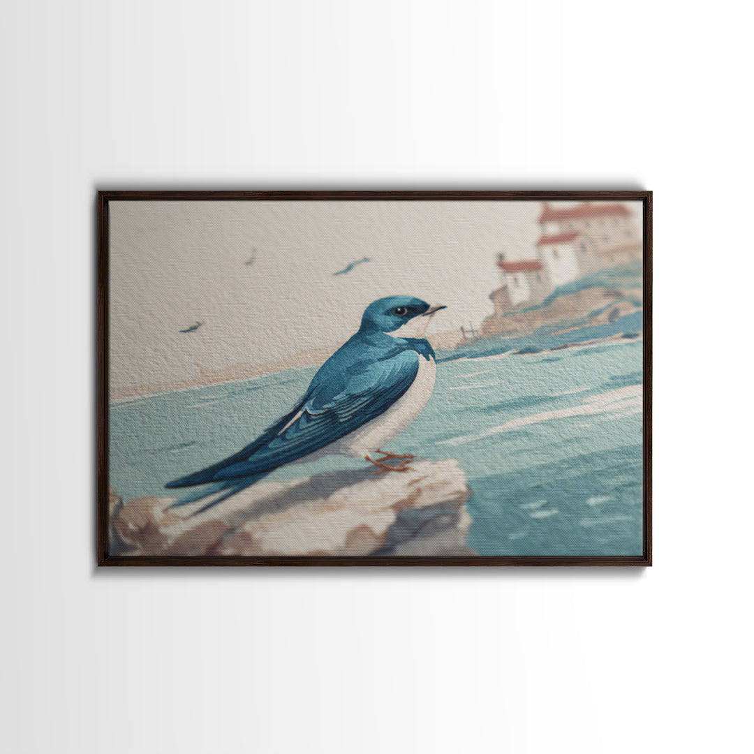 Sailor Tattoo Swallow and Anchor Canvas Print, Nautical Art, Beach Print, Coastal Decor, Fine Art, Harbor, Luxury Decor, NAU-3x2-3