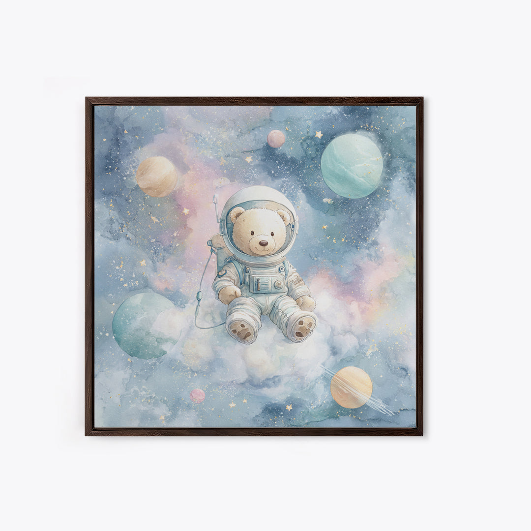 Little Astronaut Bear Canvas Print, Nursery Decor, Wall, Oil Painting, Nursery, Nursery Wall Decals, Woodland Nursery, NDE-1x1-15
