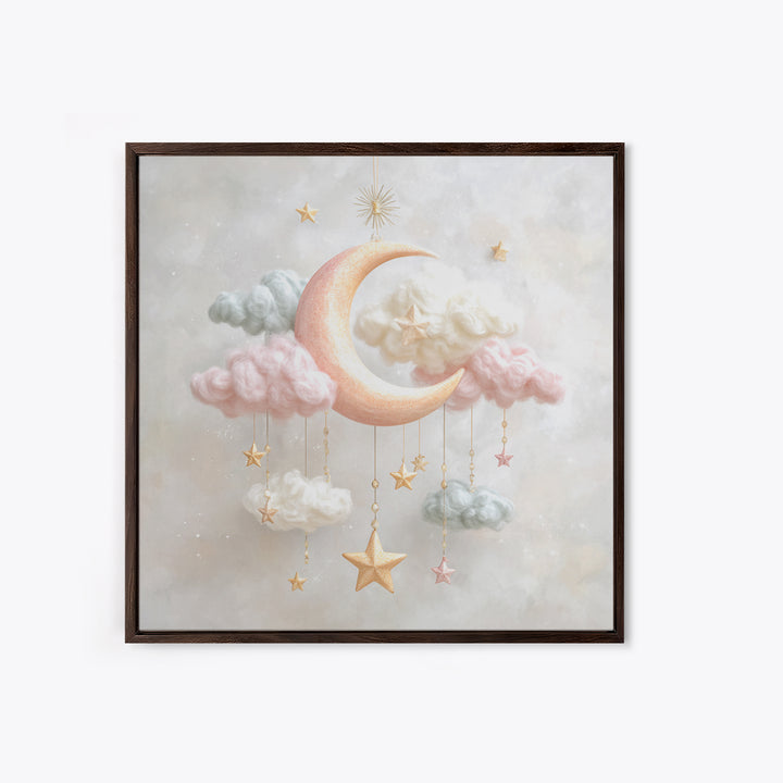 Moon Phase Mobile Canvas Print, Nursery Decor, Wall Decals, Abstract Art, Nursery, Girl Nursery Decor, Nursery Name Sign, NDE-1x1-3