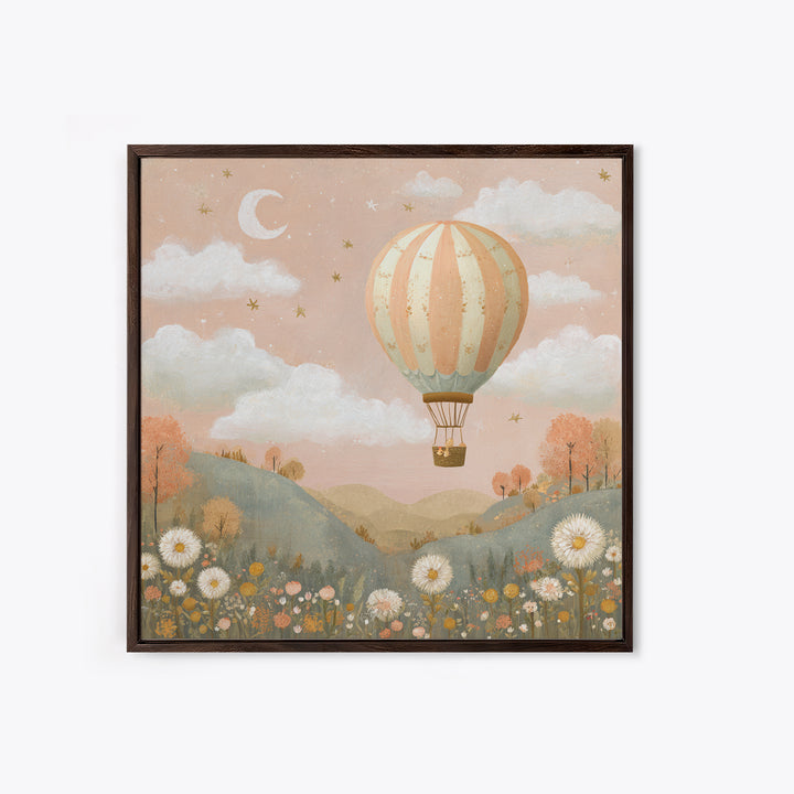 Hot Air Balloon Drifting Canvas Print, Nursery Decor, Safari Nursery Decor, Fine Art, Nursery, Modern Decor, Fine Art Print, NDE-1x1-60