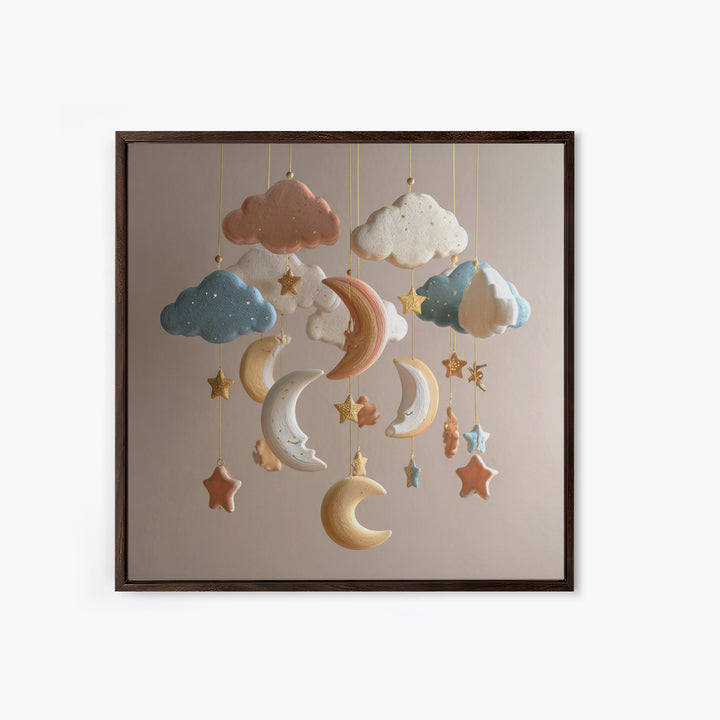 Moon Phase Mobile Canvas Print, Nursery Decor, Art Print, Nursery, Woodland Nursery Decor, Nursery Prints, Playroom Decor, NDE-1x1-99