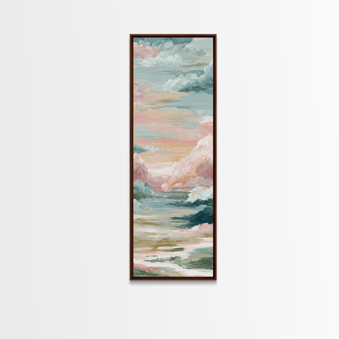 Pastel Rainbow with Soft Cloud Shapes Canvas Print, Nursery Decor, Minimalist Decor, Nursery, Wall Decals, Nursery Wall Decor, NDE-1x3-13
