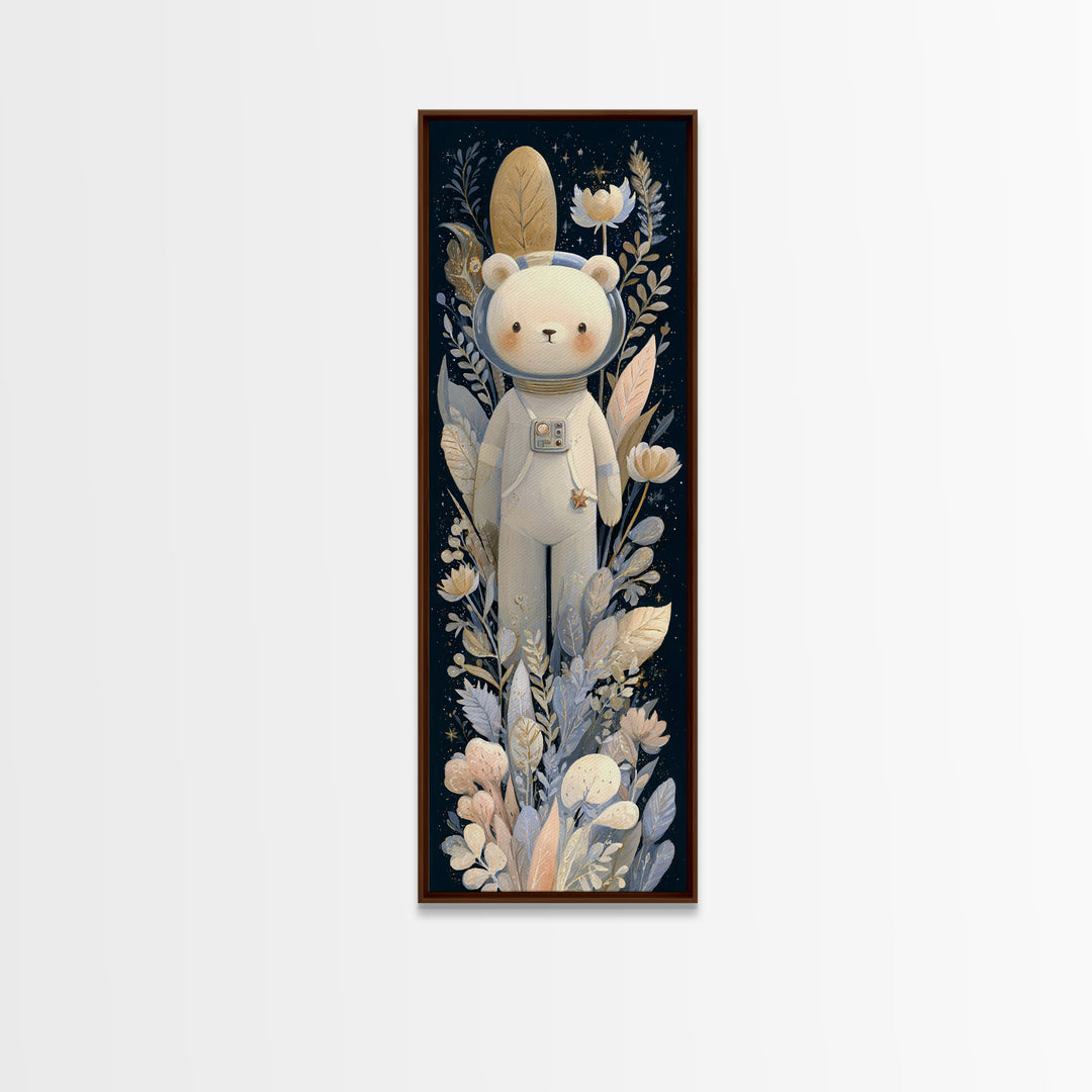 Little Astronaut Bear Canvas Print, Nursery Decor, Wall, Oil Painting, Nursery, Nursery Wall Decals, Woodland Nursery, NDE-1x3-27