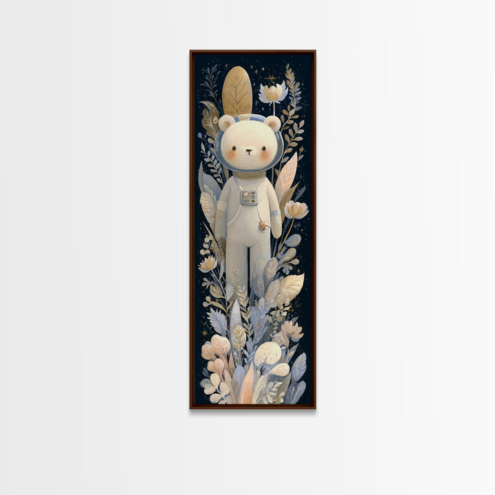 Little Astronaut Bear Canvas Print, Nursery Decor, Wall, Oil Painting, Nursery, Nursery Wall Decals, Woodland Nursery, NDE-1x3-27