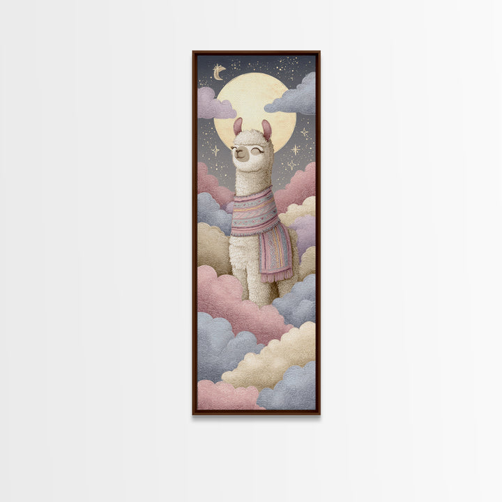 Cute Llama with Blanket Pattern Canvas Print, Nursery Decor, Playroom Decor, Nursery, Boy Nursery Decor, Gallery Decor, NDE-1x3-33