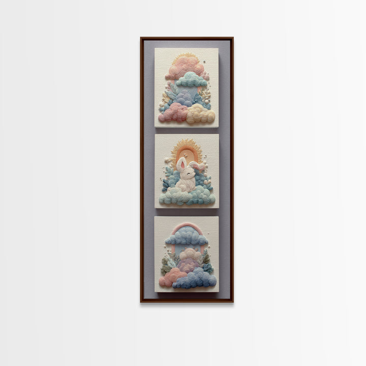 Pastel Rainbow with Soft Cloud Shapes Canvas Print, Nursery Decor, Minimalist Decor, Nursery, Wall Decals, Nursery Wall Decor, NDE-1x3-37