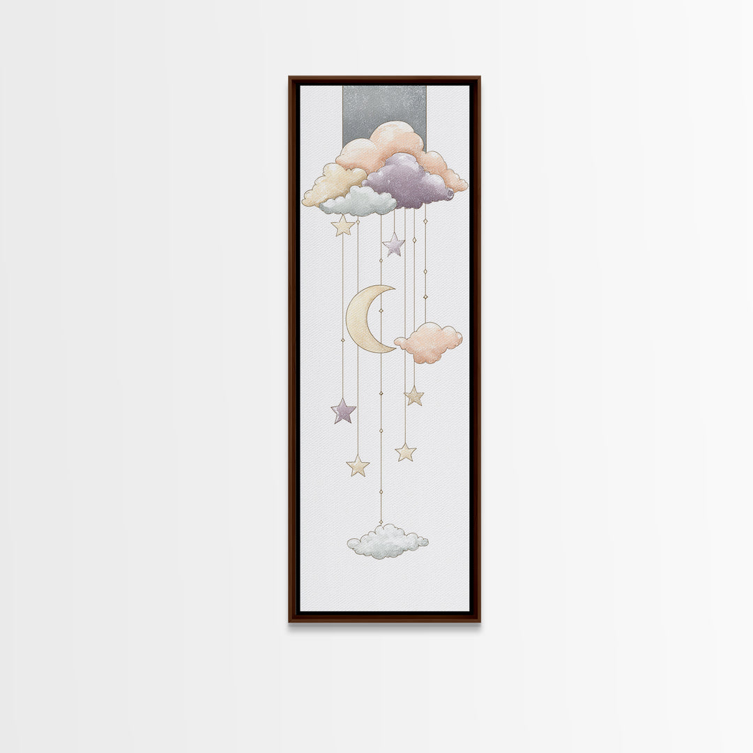Moon Phase Mobile Canvas Print, Nursery Decor, Playroom Decor, Nursery, Boy Nursery Decor, Gallery Decor, Neutral Decor, NDE-1x3-39