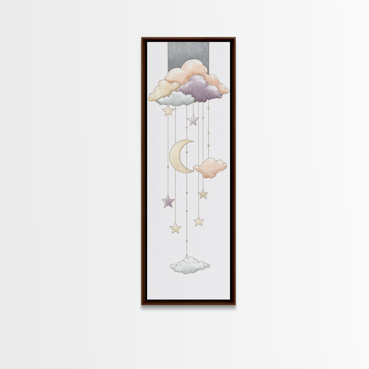 Moon Phase Mobile Canvas Print, Nursery Decor, Playroom Decor, Nursery, Boy Nursery Decor, Gallery Decor, Neutral Decor, NDE-1x3-39