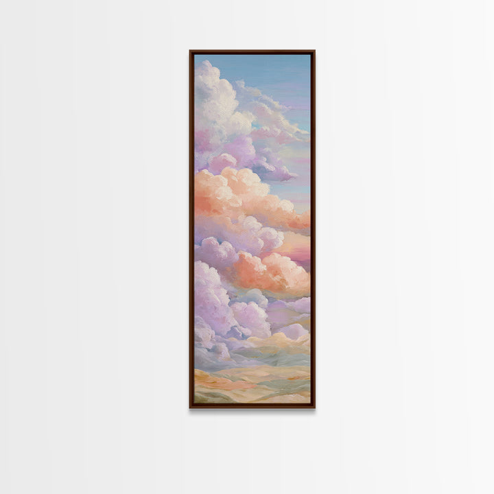 Pastel Rainbow with Soft Cloud Shapes Framed Canvas Print, Nursery Decor, Abstract Art, Nursery, Nursery Prints, NDE-1x3-61