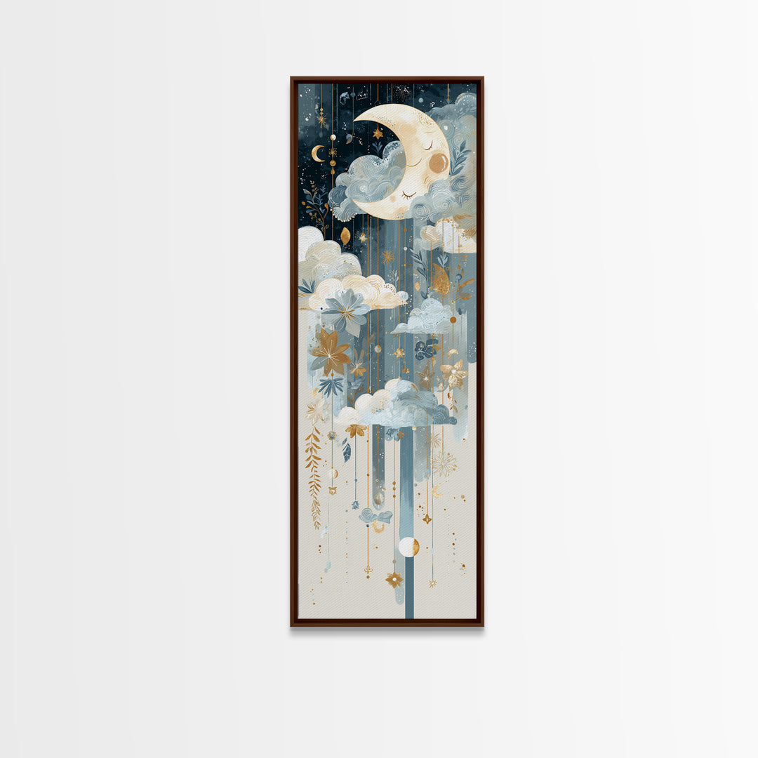 Moon Phase Mobile Canvas Print, Nursery Decor, Nursery Wall Decal, Oil Painting, Nursery, Minimalist Decor, Contemporary Art, NDE-1x3-63
